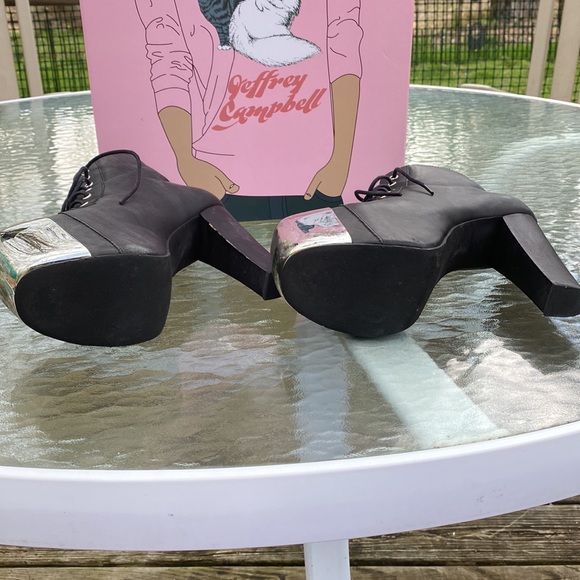 Jeffrey Campbell Lita-Cap Black Washed Silver Platform Shoes. - Picture 3 of 5